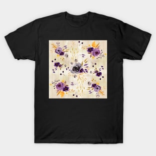 Watercolor Floral 4 | Purple flowers on watercolor background T-Shirt